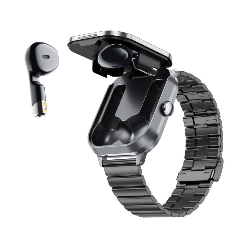 2025 D8Pro Montre Connectée Homme 2 en 1 avec Écouteurs sans Fil Musique Bluetooth Fréquence Cardiaque Femme Relojes Smartwatch Sport avec Housse en Silicone